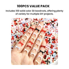 Solid Color 3D Bows for Nails – 100Pcs Resin Nail Charms