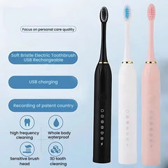 Sonic Electric Toothbrush USB Rechargeable 6 Modes IPX7