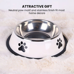 Stainless Paw Pet Bowl — Non-Slip Dog & Cat Bowl