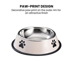 Stainless Paw Pet Bowl — Non-Slip Dog & Cat Bowl