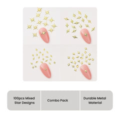 Star Nail Studs 100pcs Gold Silver Mix | Manicure Charms