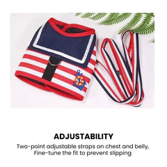 Striped Cotton Dog Harness & Leash Set