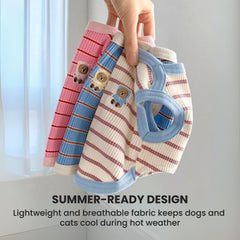 Striped Dog Vest Summer Shirt Cat Clothes Breathable Pet