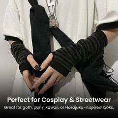 Striped Arm Warmers Socks – Goth Punk Kawaii Style