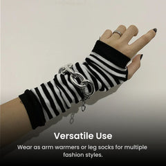 Striped Arm Warmers Socks – Goth Punk Kawaii Style