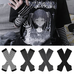 Striped Arm Warmers Socks – Goth Punk Kawaii Style