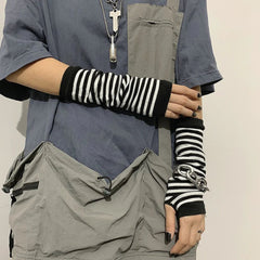 Striped Arm Warmers Socks – Goth Punk Kawaii Style