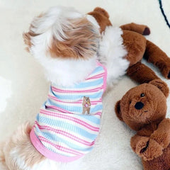 Striped Dog Vest Summer Shirt Cat Clothes Breathable Pet