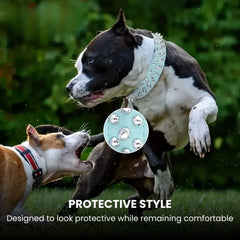 Studded Leather Dog Collar with Leash — Heavy Duty & Protective