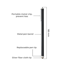 Universal Replaceable-Tip Stylus Pen — Metal Fiber Tip