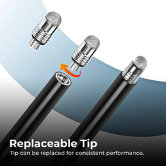 Universal Replaceable-Tip Stylus Pen — Metal Fiber Tip