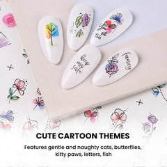 Floral Water Slide Nail Stickers — 3D Transfer Decals