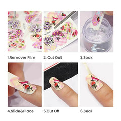 Floral Water Slide Nail Stickers — 3D Transfer Decals