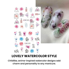 Floral Water Slide Nail Stickers — 3D Transfer Decals
