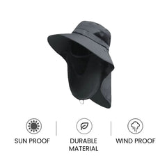 Sun Shield Hat with Neck Flap — Wide Brim Sun Protection