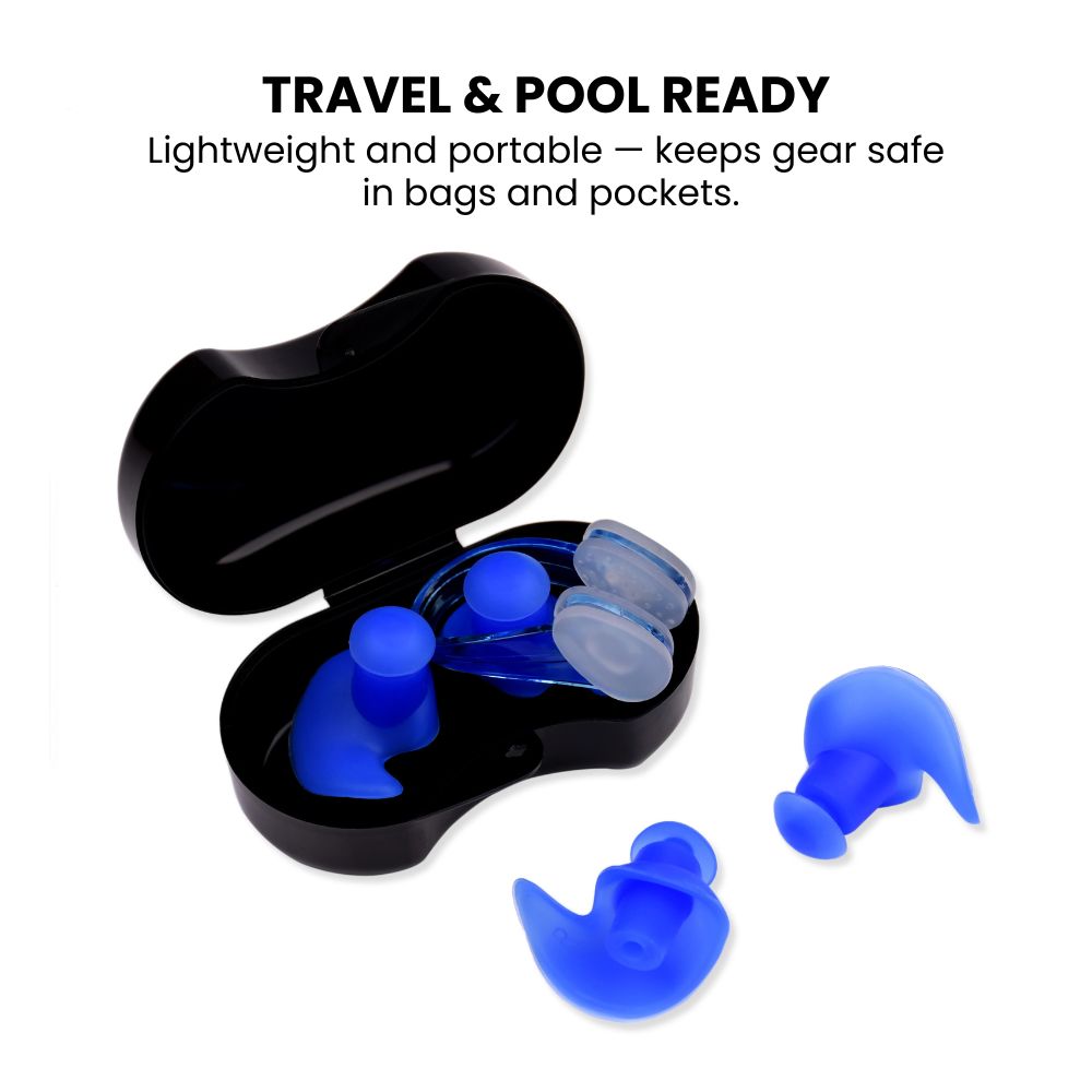 Swimming Silicone Earplugs & Nose Clip Set -  travel friendly