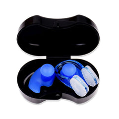 Swimming Silicone Earplugs & Nose Clip Set - blue