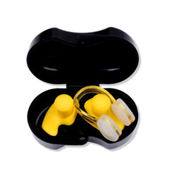 Swimming Silicone Earplugs & Nose Clip Set - yellow