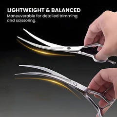 Two-Way Curved Pet Grooming Scissors — Stainless - leightweight