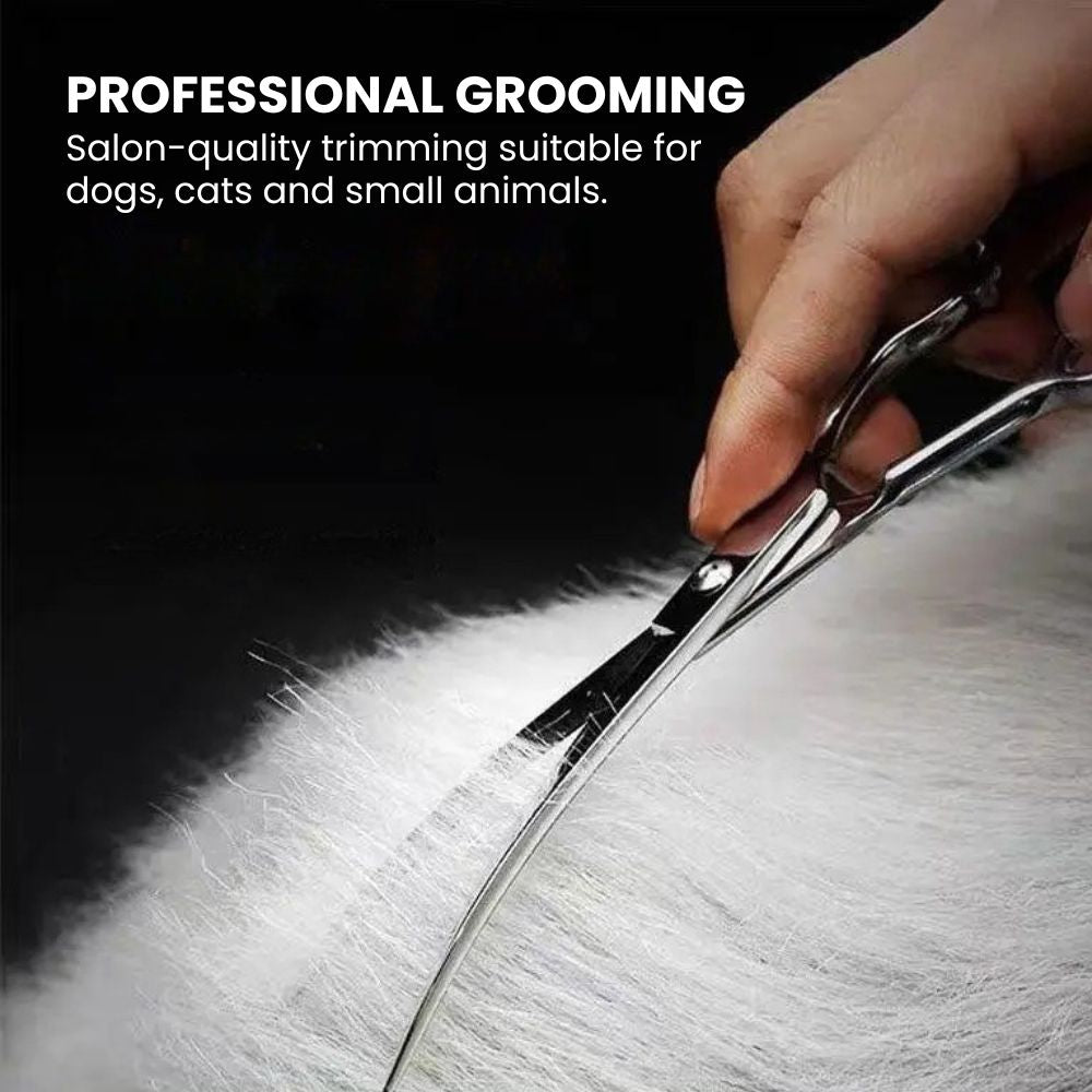 Two-Way Curved Pet Grooming Scissors — Stainless - professional gromming