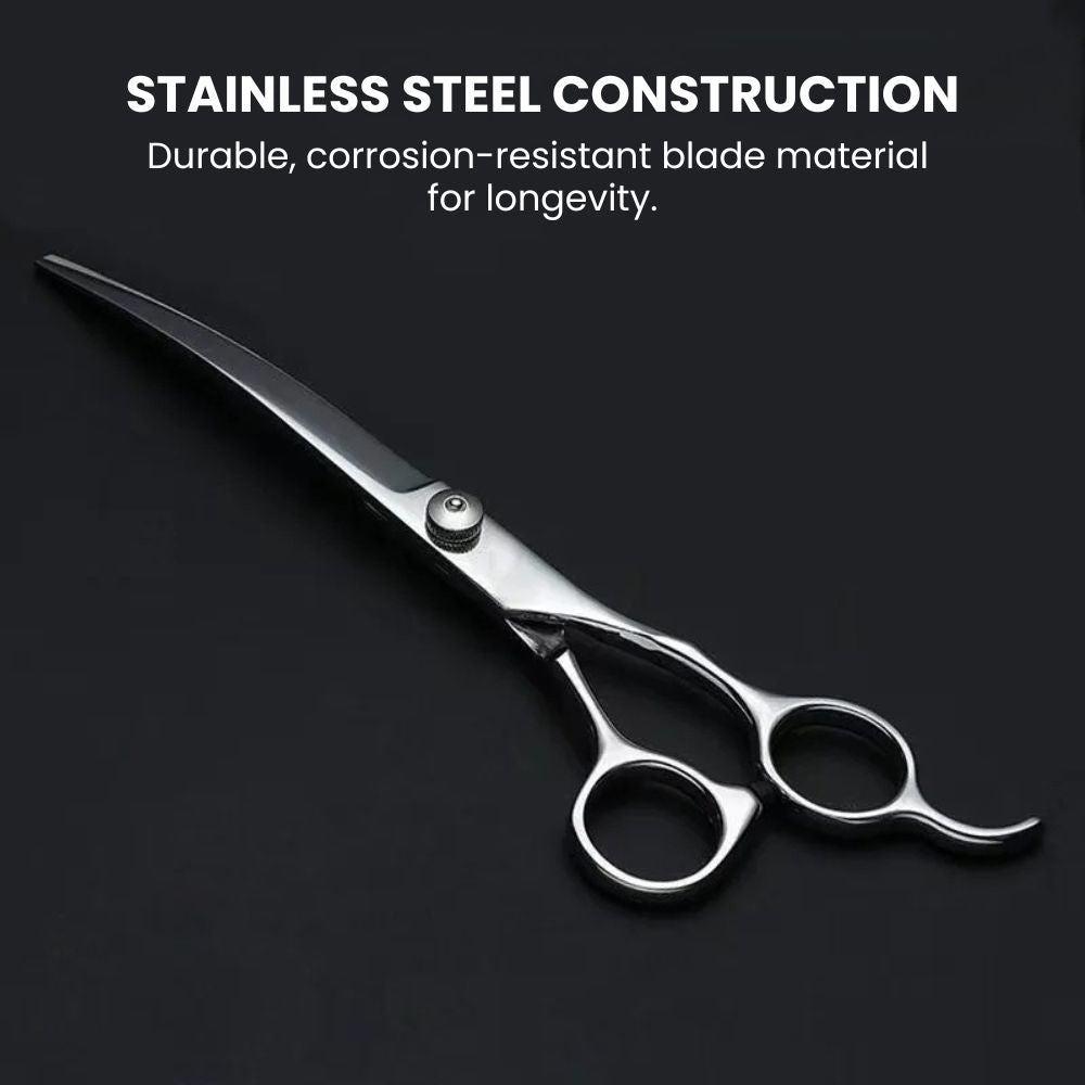 Two-Way Curved Pet Grooming Scissors — Stainless - stainless steel