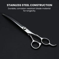 Two-Way Curved Pet Grooming Scissors — Stainless - stainless steel