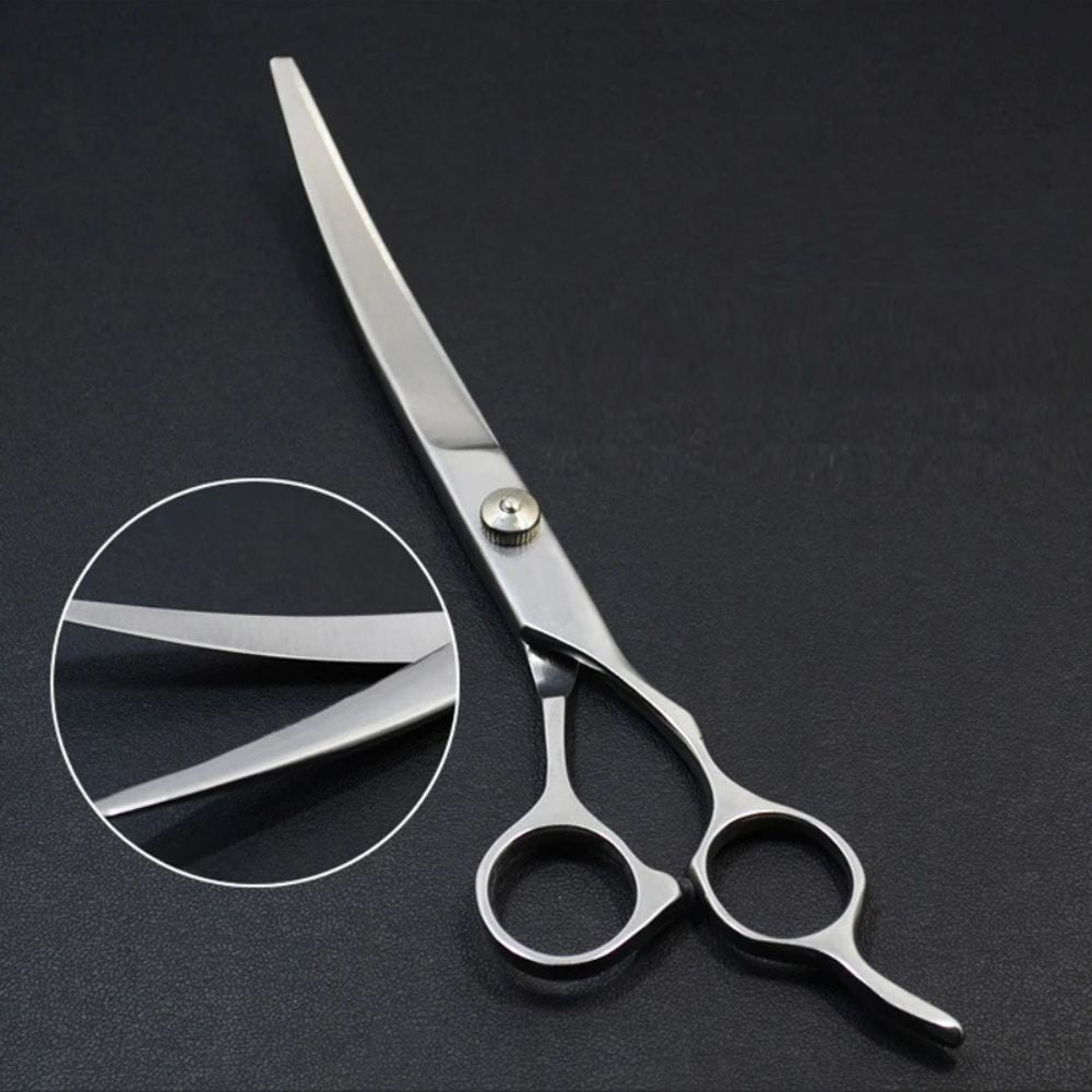 Two-Way Curved Pet Grooming Scissors — Stainless -  up bend scissor