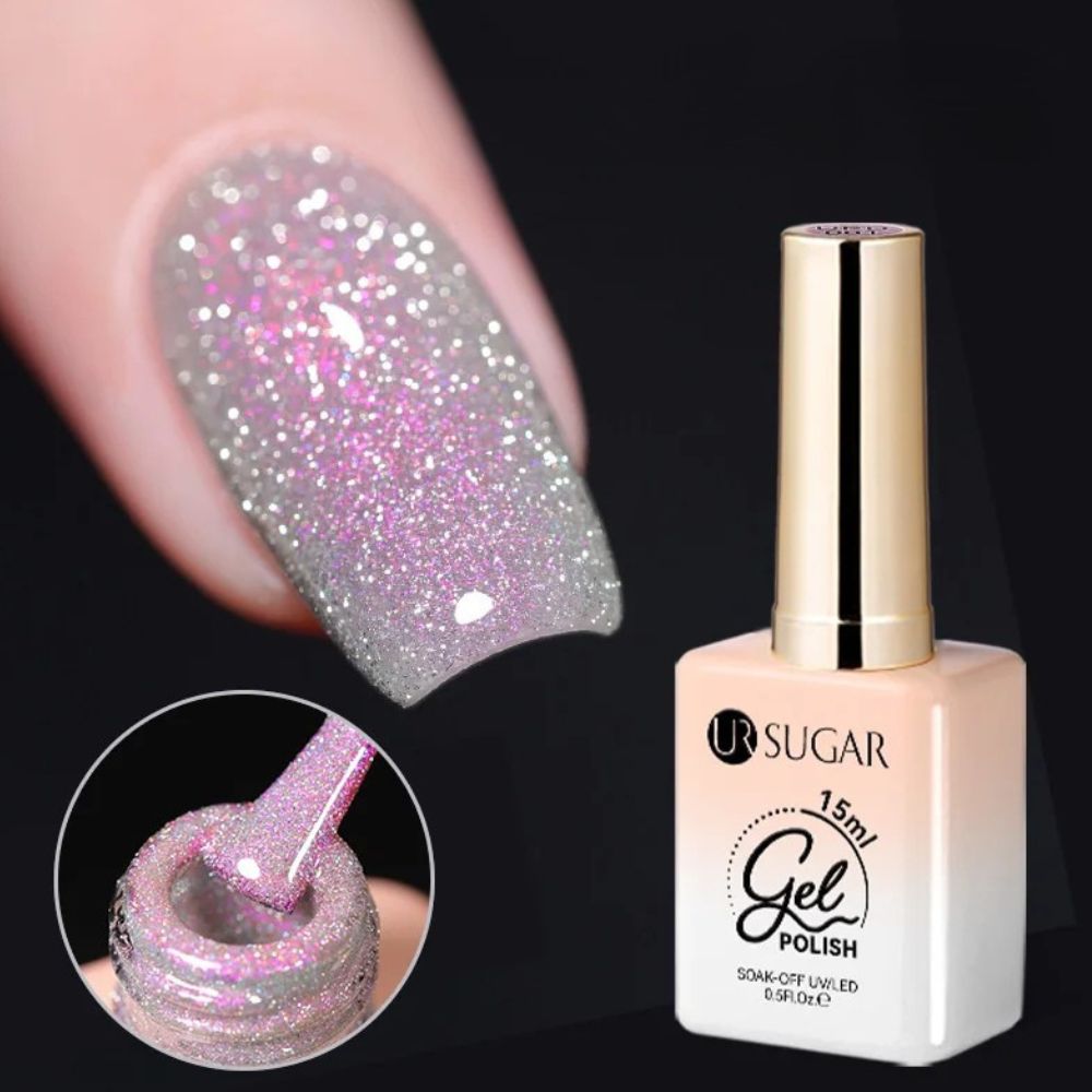 UR SUGAR Silver Glitter Gel Polish 15ml – Sparkling Nails