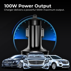 100W 5-Port Car Charger with LED Voltage Display