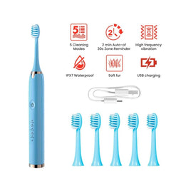 USB Sonic Electric Toothbrush with Whitening Heads