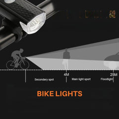 USB Rechargeable Bike Light Set Front & Rear for Cycling