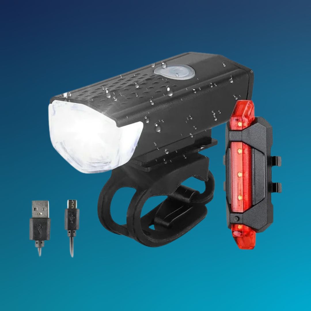 USB Rechargeable Bike Light Set Front & Rear for Cycling