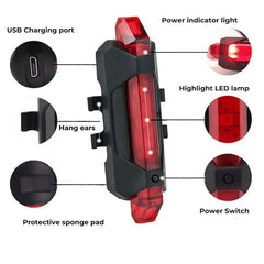 USB Rechargeable Bike Light Set Front & Rear for Cycling