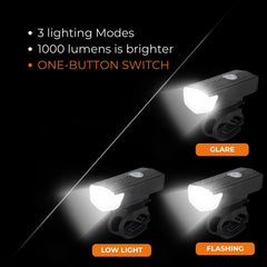 USB Rechargeable Bike Light Set Front & Rear for Cycling