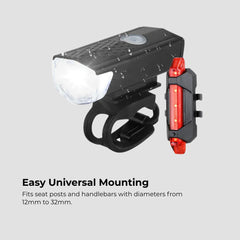 USB Rechargeable Bike Light Set Front & Rear for Cycling