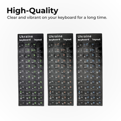 Ukrainian Keyboard Stickers for PC Laptop Black
