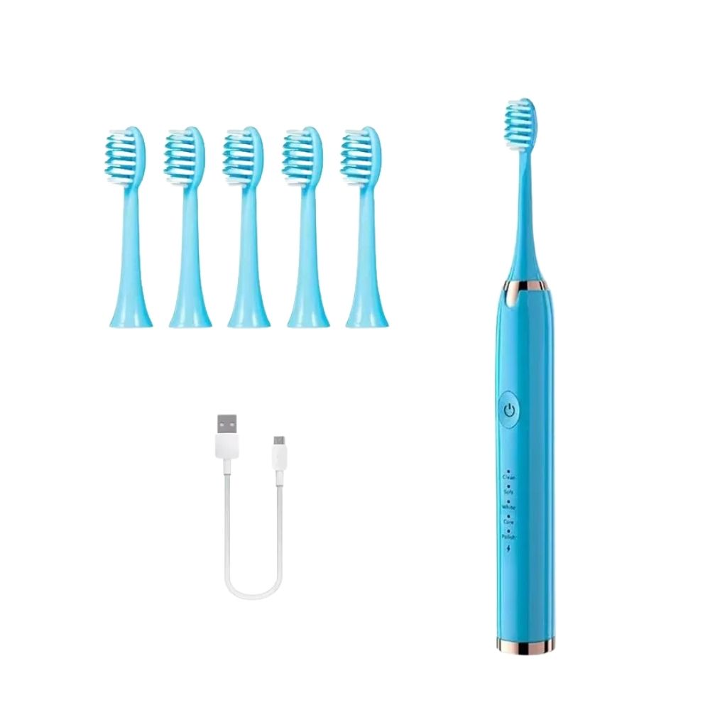Ultra Clean Sonic Rechargeable Toothbrush - Blue - Accessories - 6 Heads
