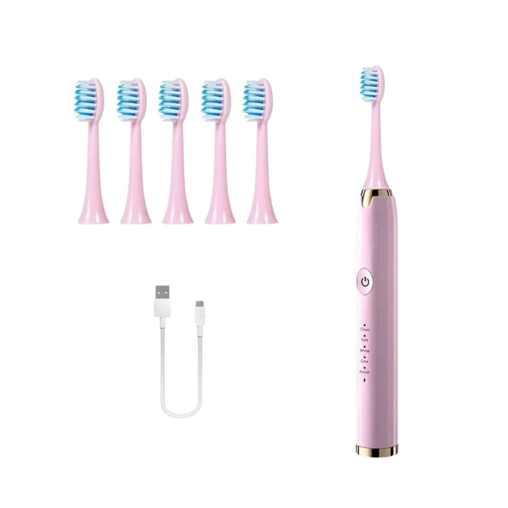 Ultra Clean Sonic Rechargeable Toothbrush - Pink - Accessories - 6 Heads