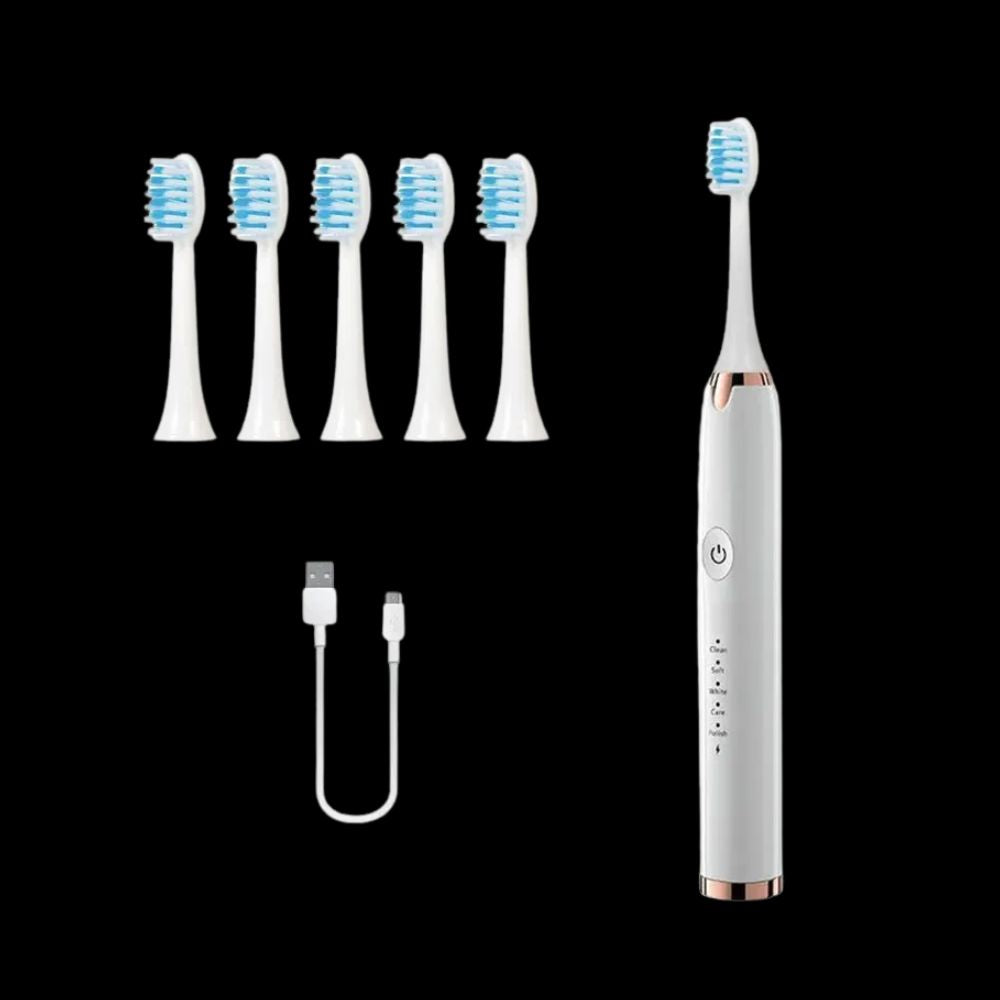 Ultra Clean Sonic Rechargeable Toothbrush - White - Accessories - 6 Heads