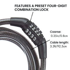 Ultra Strong Anti-Theft Bike Lock | 4-Digit Combo Cable