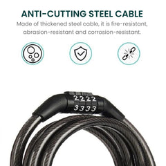 Ultra Strong Anti-Theft Bike Lock | 4-Digit Combo Cable