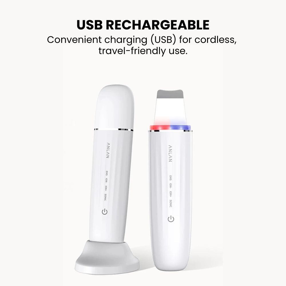 Ultrasonic Skin Scrubber — 24KHz Deep Pore Cleanser - usb rechargeable