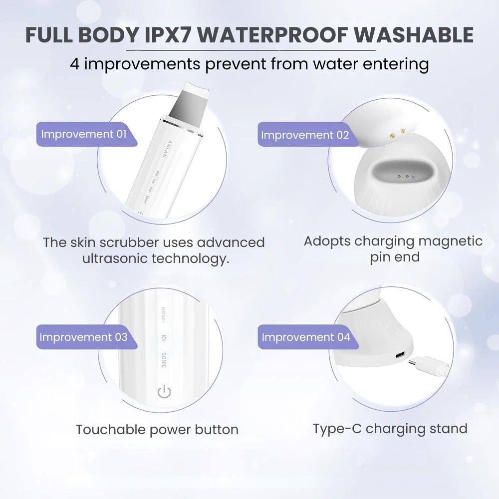 Ultrasonic Skin Scrubber — 24KHz Deep Pore Cleanser - waterproof
