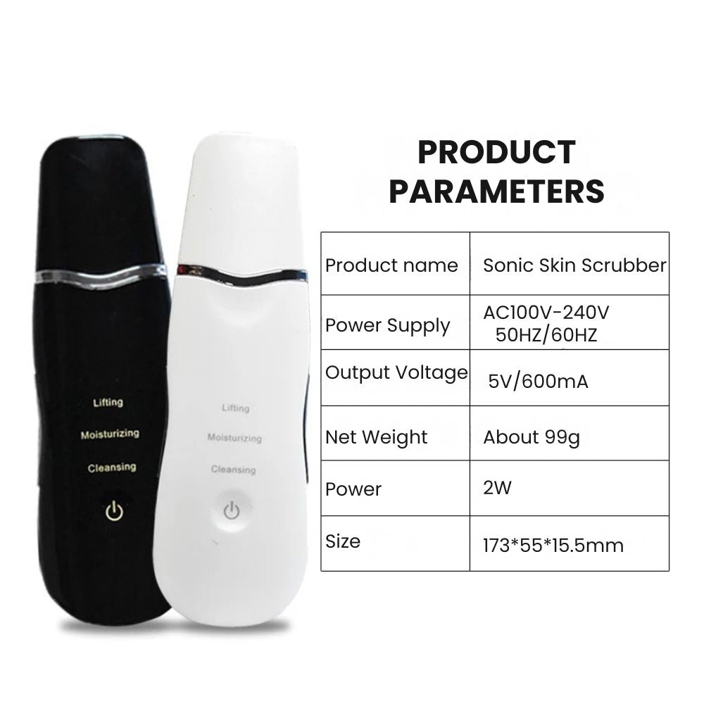 Ultrasonic Skin Scrubber Facial Spatula – 3-Mode Deep Clean - parameter