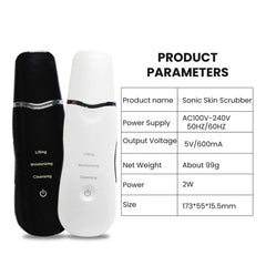Ultrasonic Skin Scrubber Facial Spatula – 3-Mode Deep Clean - parameter