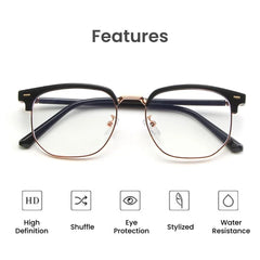 Unisex Square Metal Frame Anti-Blue Light Glasses