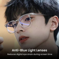 Unisex Square Metal Frame Anti-Blue Light Glasses