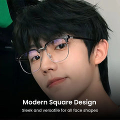 Unisex Square Metal Frame Anti-Blue Light Glasses