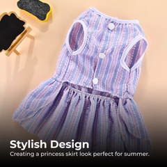Vertical Stripe Dog Skirt Butterfly Pet Dress