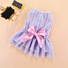 Vertical Stripe Dog Skirt Butterfly Pet Dress
